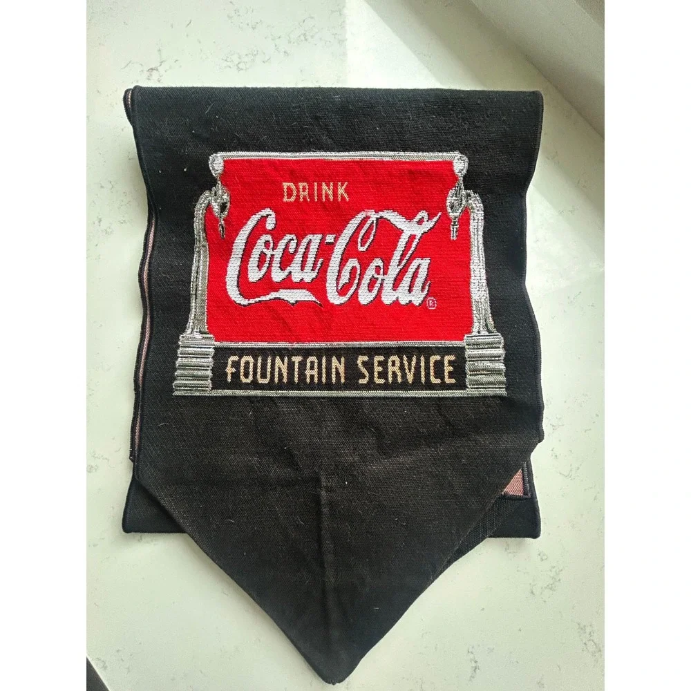 Vintage Coca-Cola Fountain Service Woven Table Runner Black‎ Red